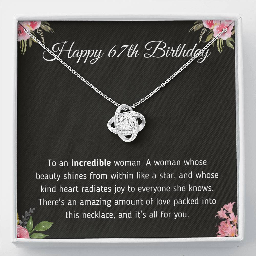 Happy Birthday - 67th Love Knot Necklace Jewelry Two-Toned Gift Box 
