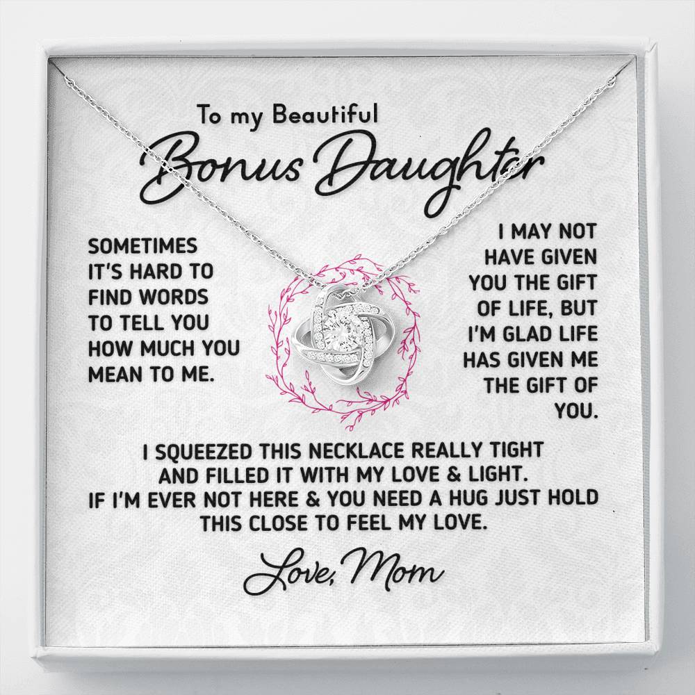 Gift for Bonus Daughter - "Gift Of You" Necklace From Mom Jewelry Two-Toned Gift Box 