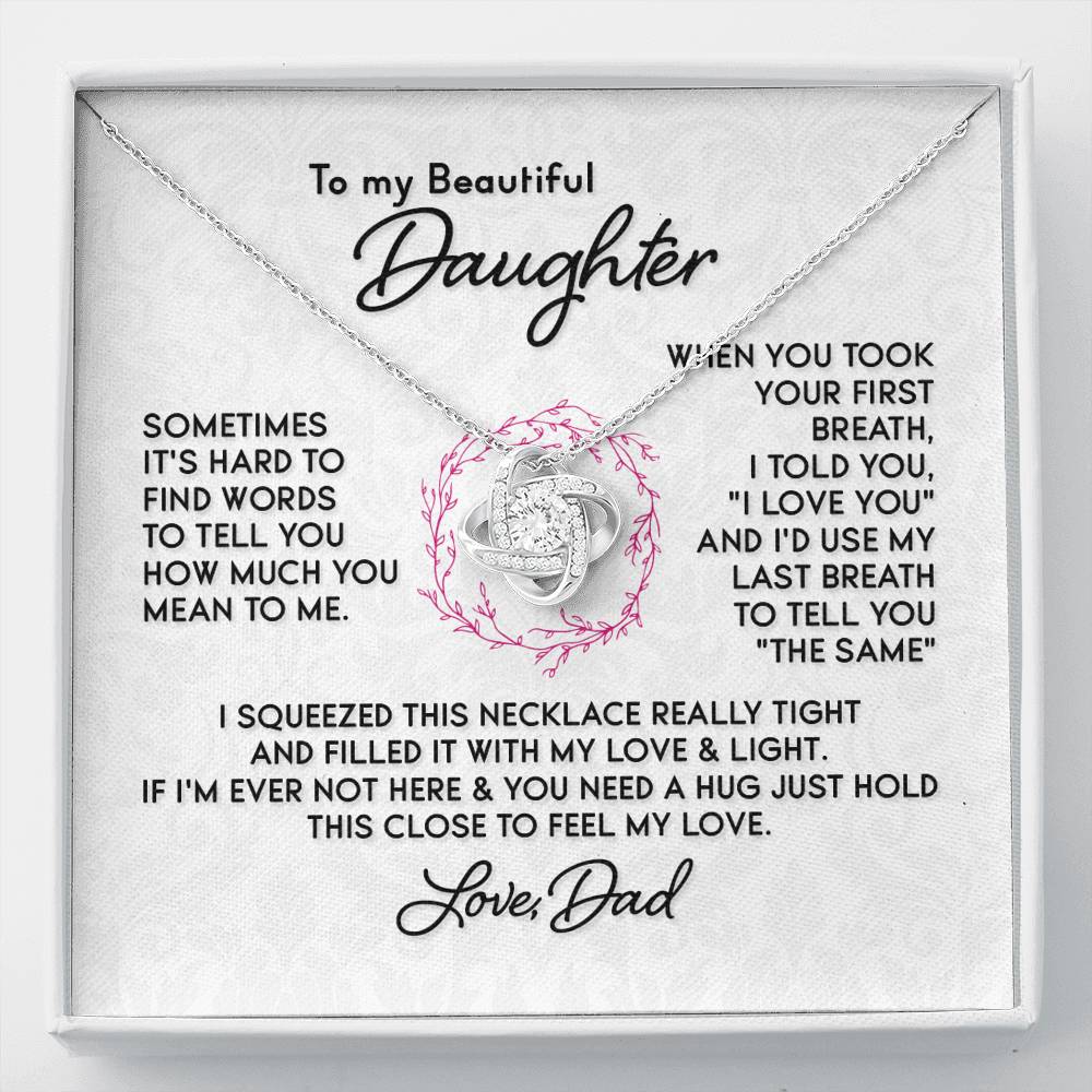 Gift for Daughter - "First Breath" Necklace From Dad Jewelry Two-Toned Gift Box 