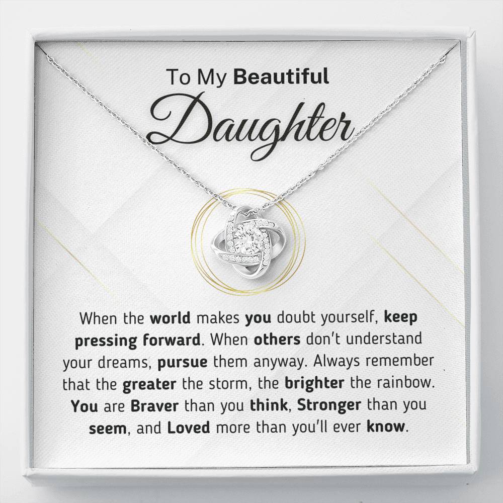 Gift for Daughter - Loved More Than You'll Ever Know Necklace Jewelry Two-Toned Gift Box 