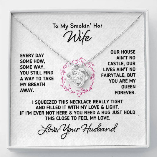 Gift for Wife - "My Queen Forever" Knot Necklace Jewelry Two-Toned Gift Box 