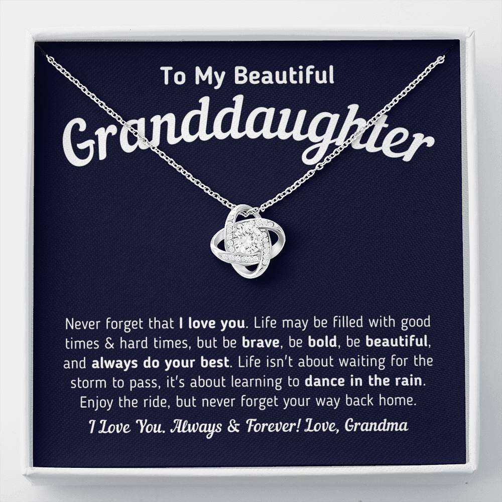 To My Beautiful Granddaughter - Never Forget That I Love You (Knot Necklace) Jewelry Standard Box 