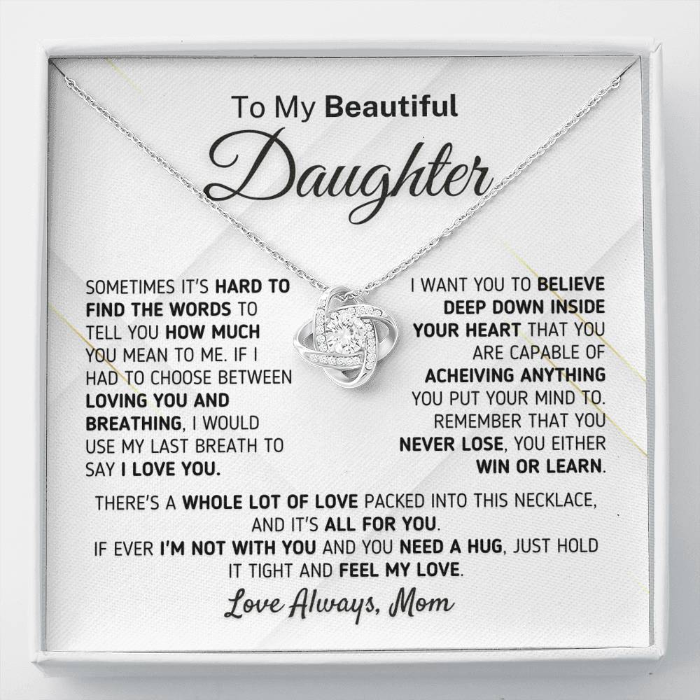 Gift For Daughter from Mom - If You Ever Need A Hug Necklace Jewelry Two-Toned Gift Box 