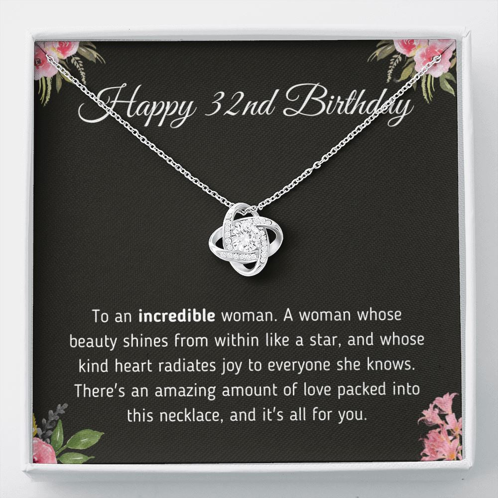 Happy 32nd Birthday "To An Incredible Woman" Necklace Jewelry Two-Toned Gift Box 
