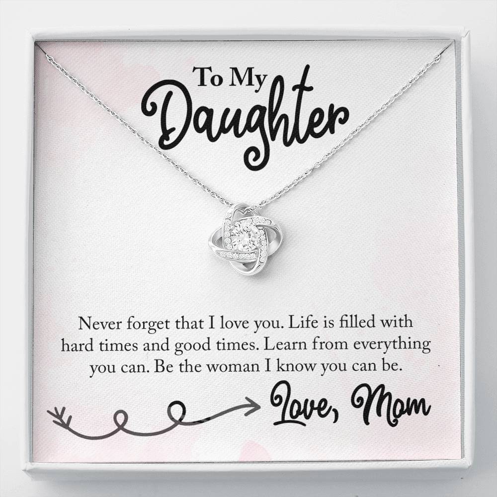 Gift for Daughter "Never Forget That I Love You" Necklace Jewelry Two-Toned Gift Box 