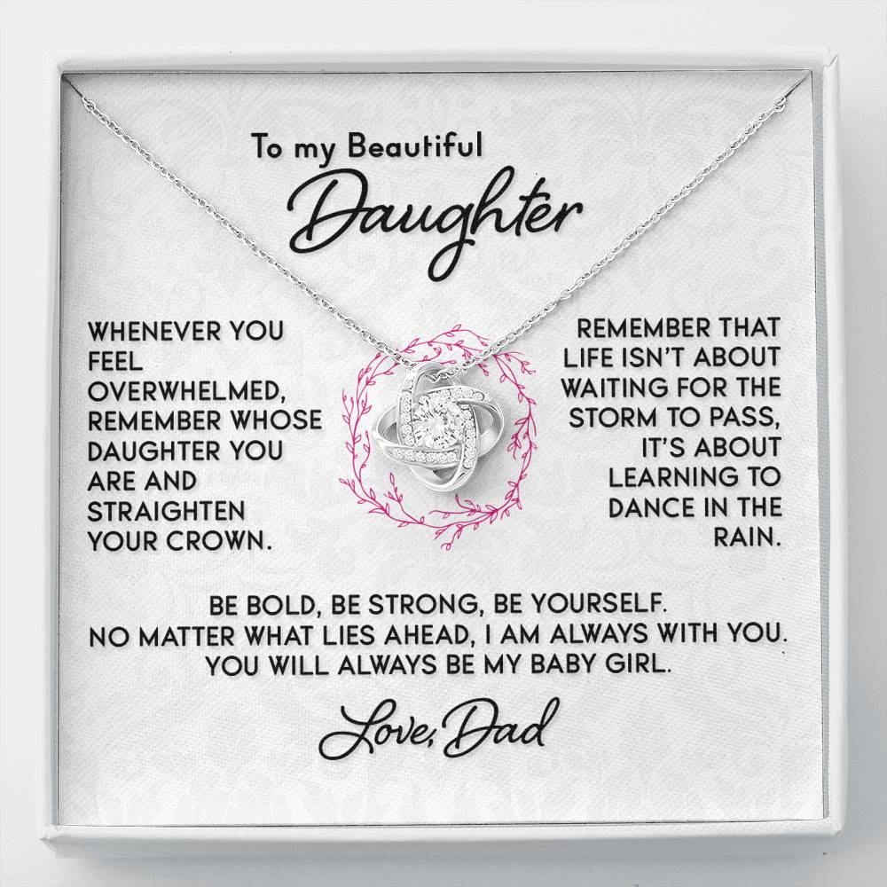 Gift for Daughter - "Learning To Dance In The Rain" Love Dad - Necklace Jewelry Two-Toned Gift Box 