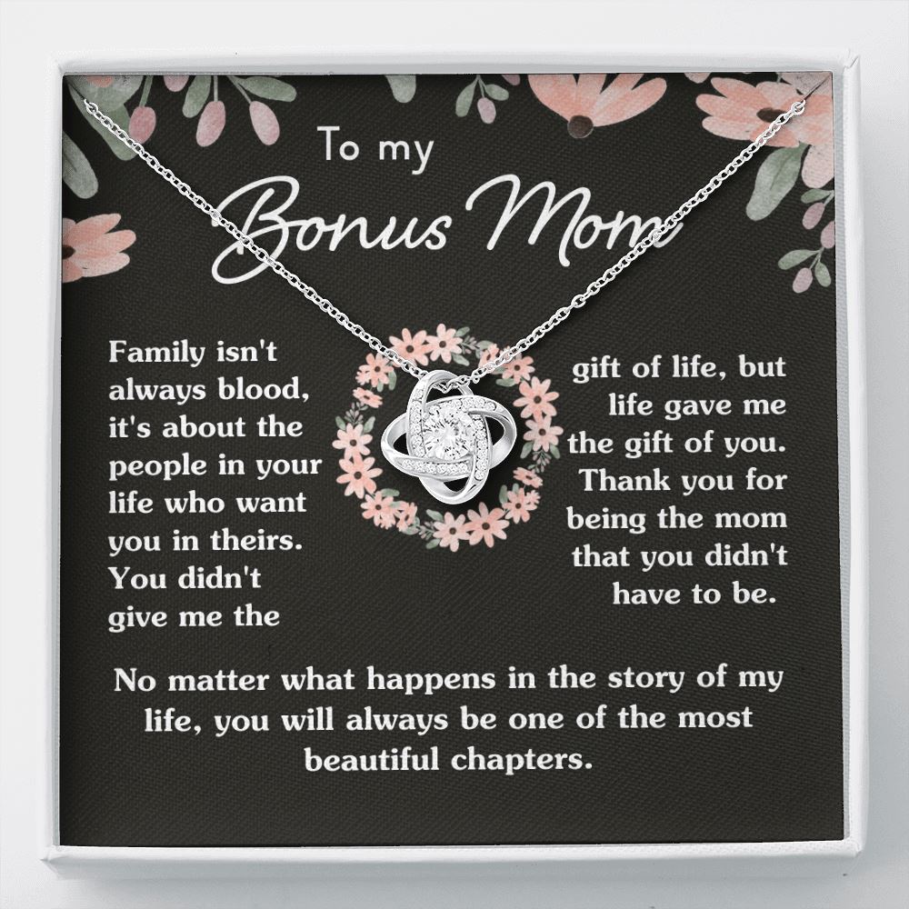 Gift For Bonus Mom "Most Beautiful Chapters" Jewelry Two Toned Box 