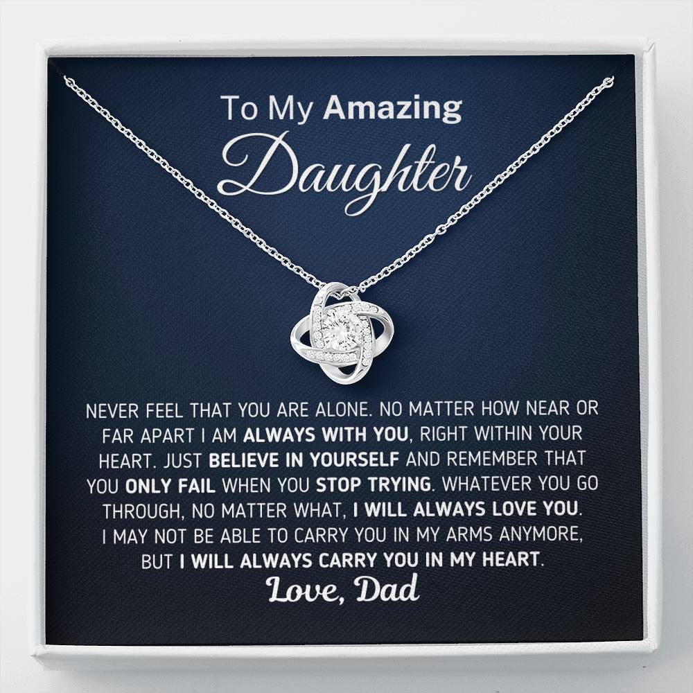 Gift for Daughter - Carry You In My Heart Necklace Jewelry Two-Toned Gift Box 