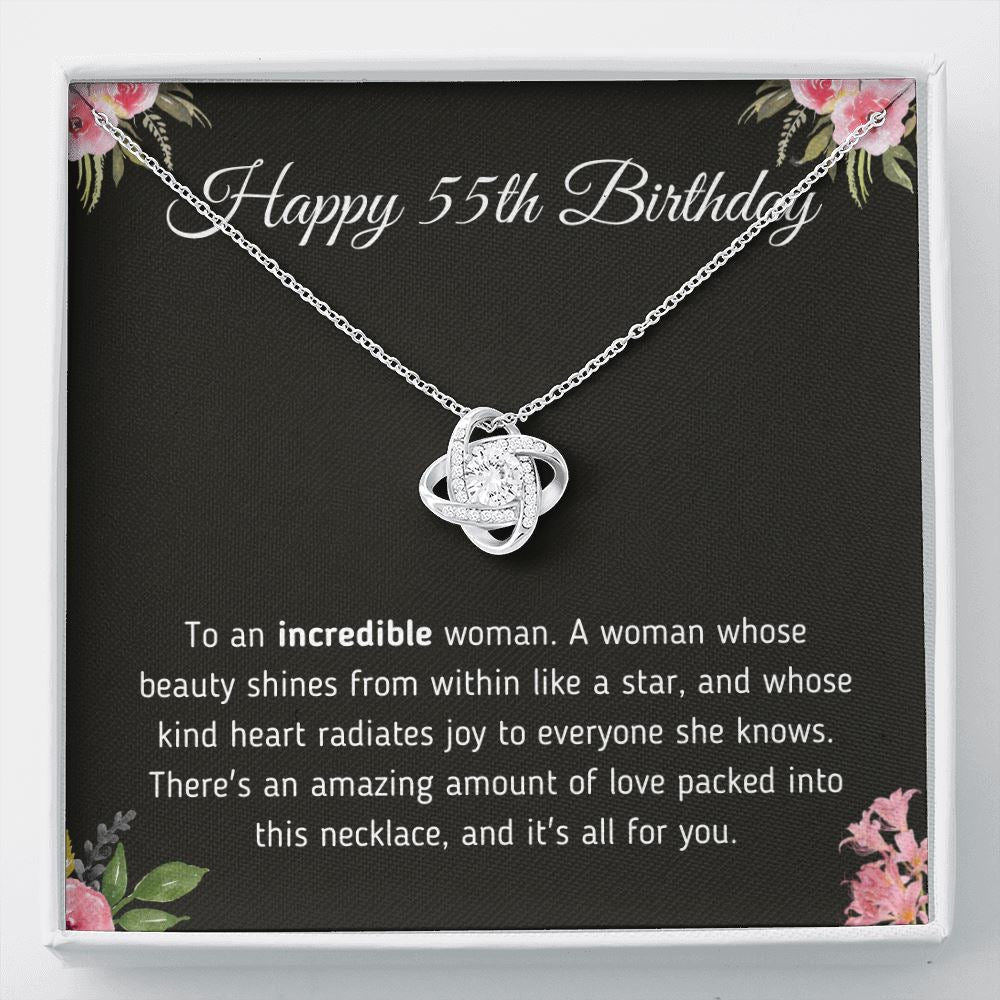 Happy 55th Birthday Necklace For Her Jewelry Two-Toned Gift Box 