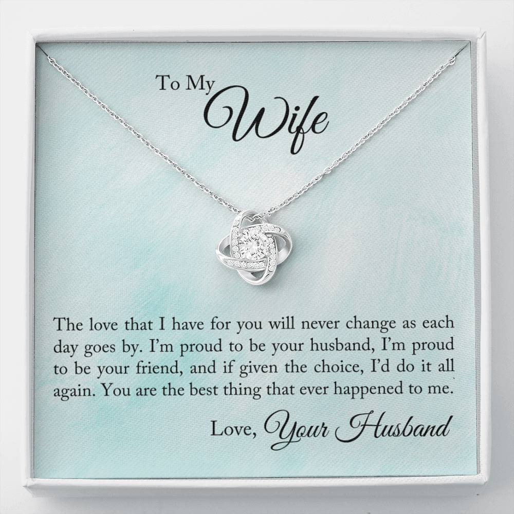 Gift for Wife - "Proud To Be Your Husband" Necklace Jewelry Two-Toned Gift Box 