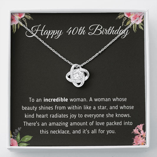Beautiful Happy 40th Birthday Necklace Jewelry Two-Toned Gift Box 