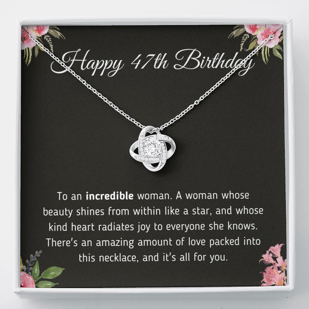 Happy 47th Birthday "To An Incredible Woman" Necklace Jewelry Two-Toned Gift Box 