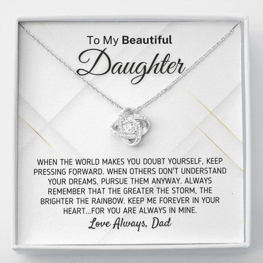 "Gift for Daughter - The Greater The Storm" Love Dad Necklace Jewelry Standard Box 