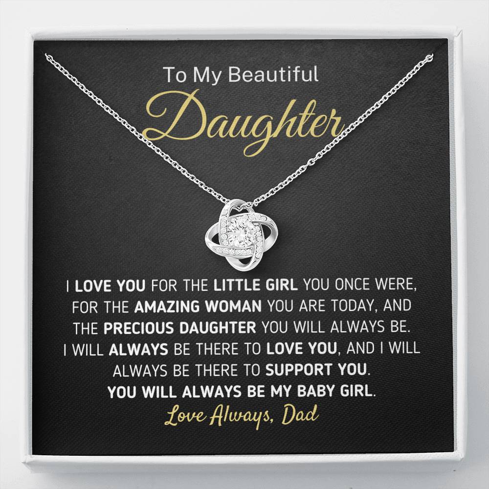 "To My Beautiful Daughter - For The Little Girl You Once Were" Necklace (0090) Jewelry Two-Toned Gift Box 