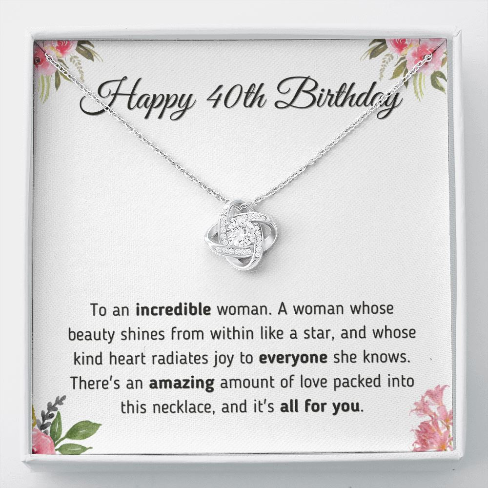 Happy 40th Birthday Gift - Necklace and Message Card Jewelry Two-Toned Gift Box 