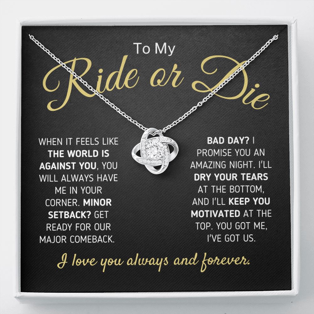 "To My Ride Or Die - You Got Me, I Got Us" Necklace Jewelry Two-Toned Gift Box 