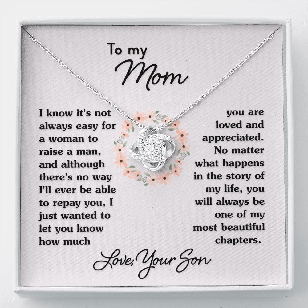 Gift For Mom From Son "Most Beautiful Chapters" Necklace Jewelry Two Toned Box 