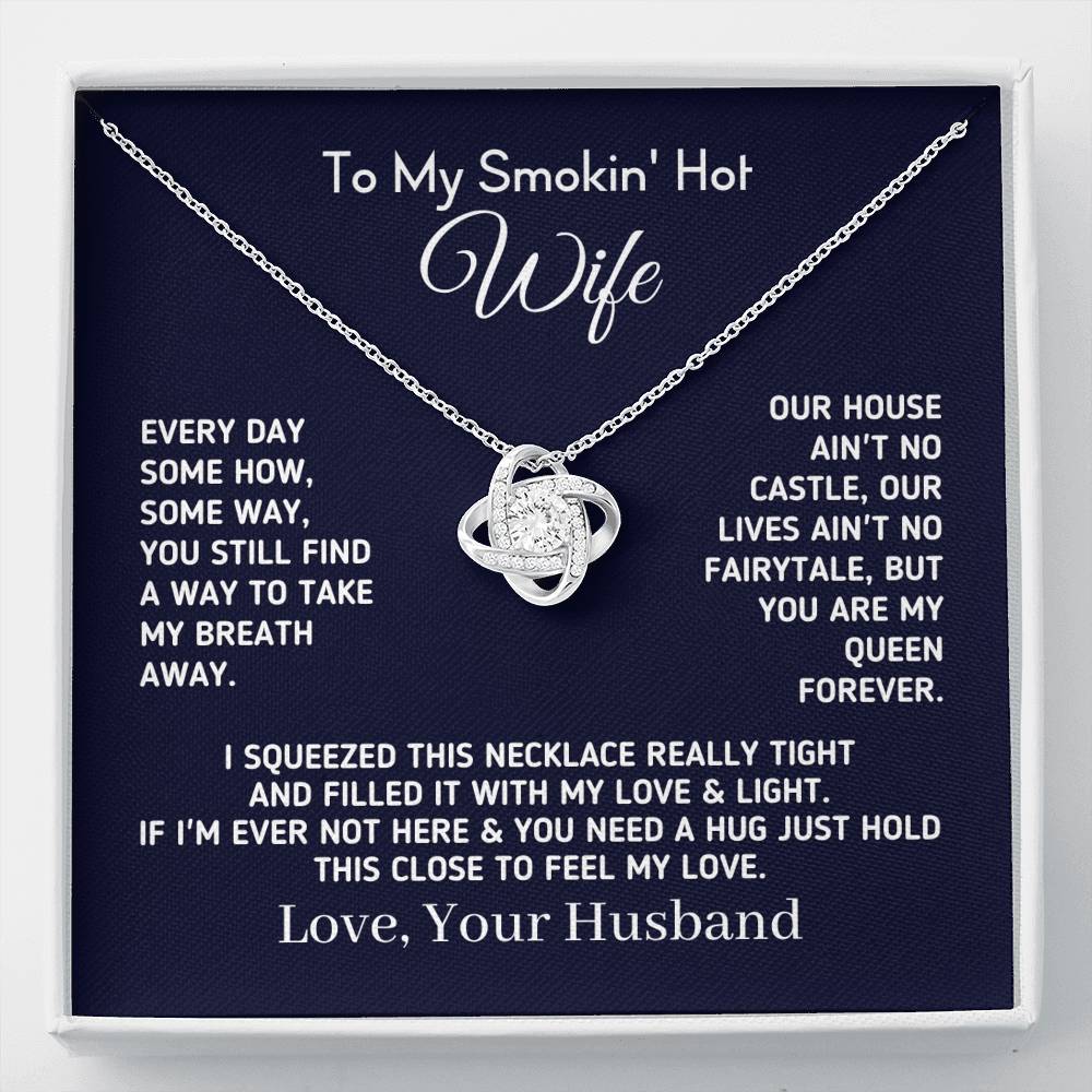 Gift for Wife - "My Queen Forever" Necklace Jewelry Two-Toned Gift Box 