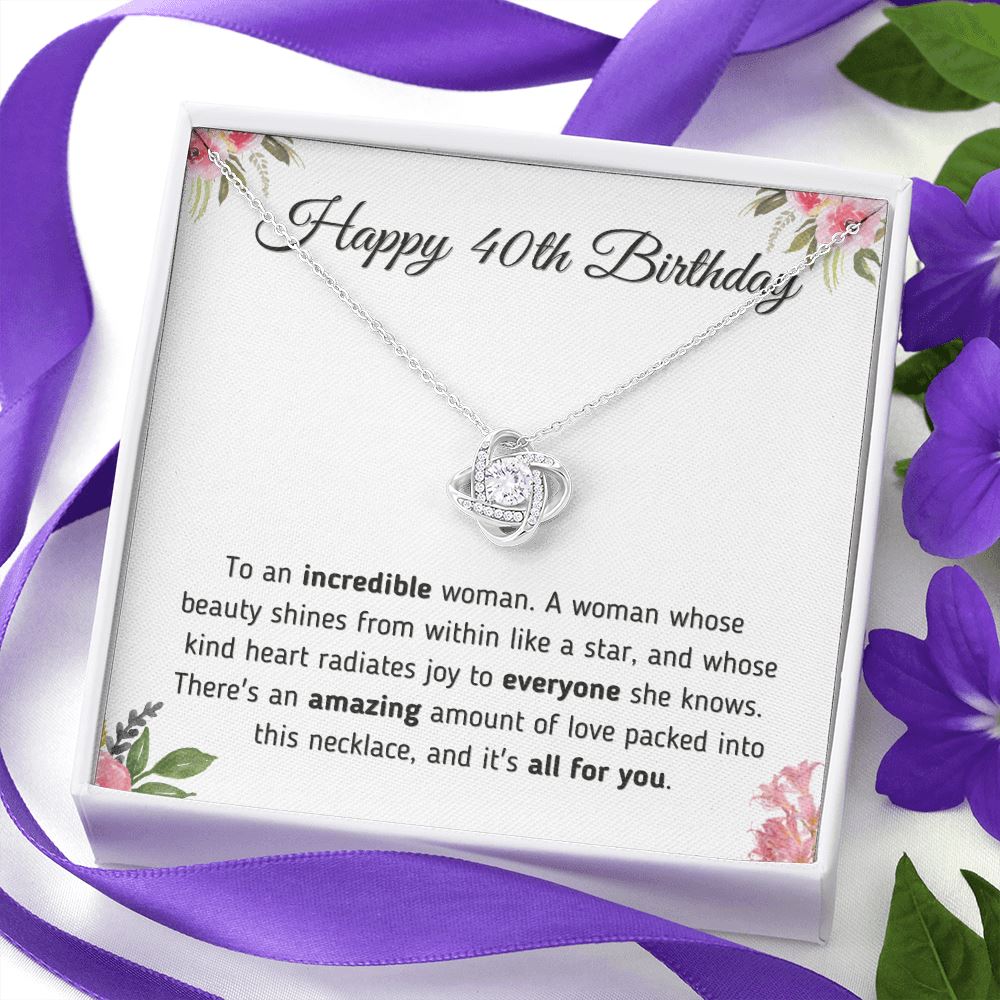 Happy 40th Birthday Gift - Necklace and Message Card Jewelry 