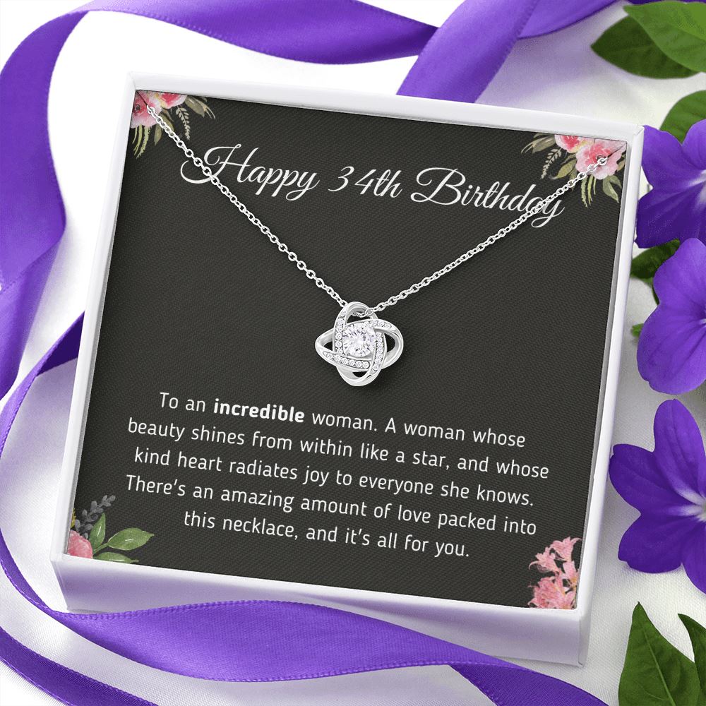 Happy 34th Birthday "To An Incredible Woman" Necklace Jewelry 