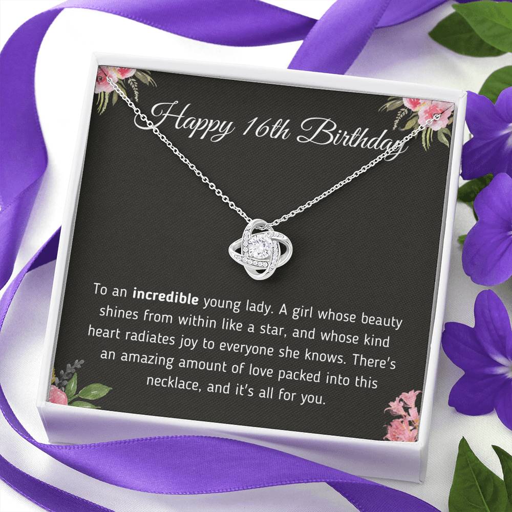 Happy 16th Birthday - Love Knot Necklace Jewelry 