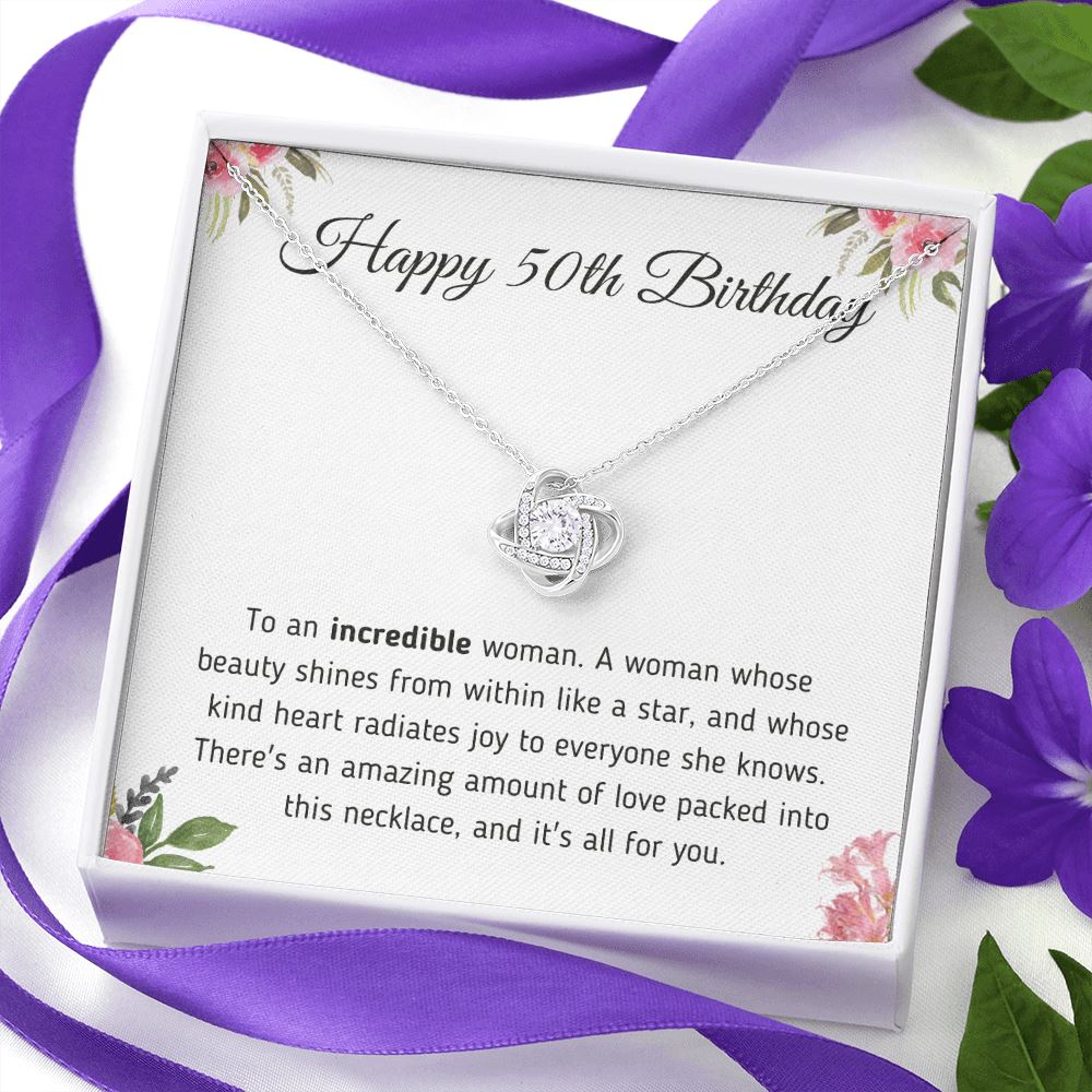 Happy 50th Birthday Gift - Necklace and Message Card Jewelry 