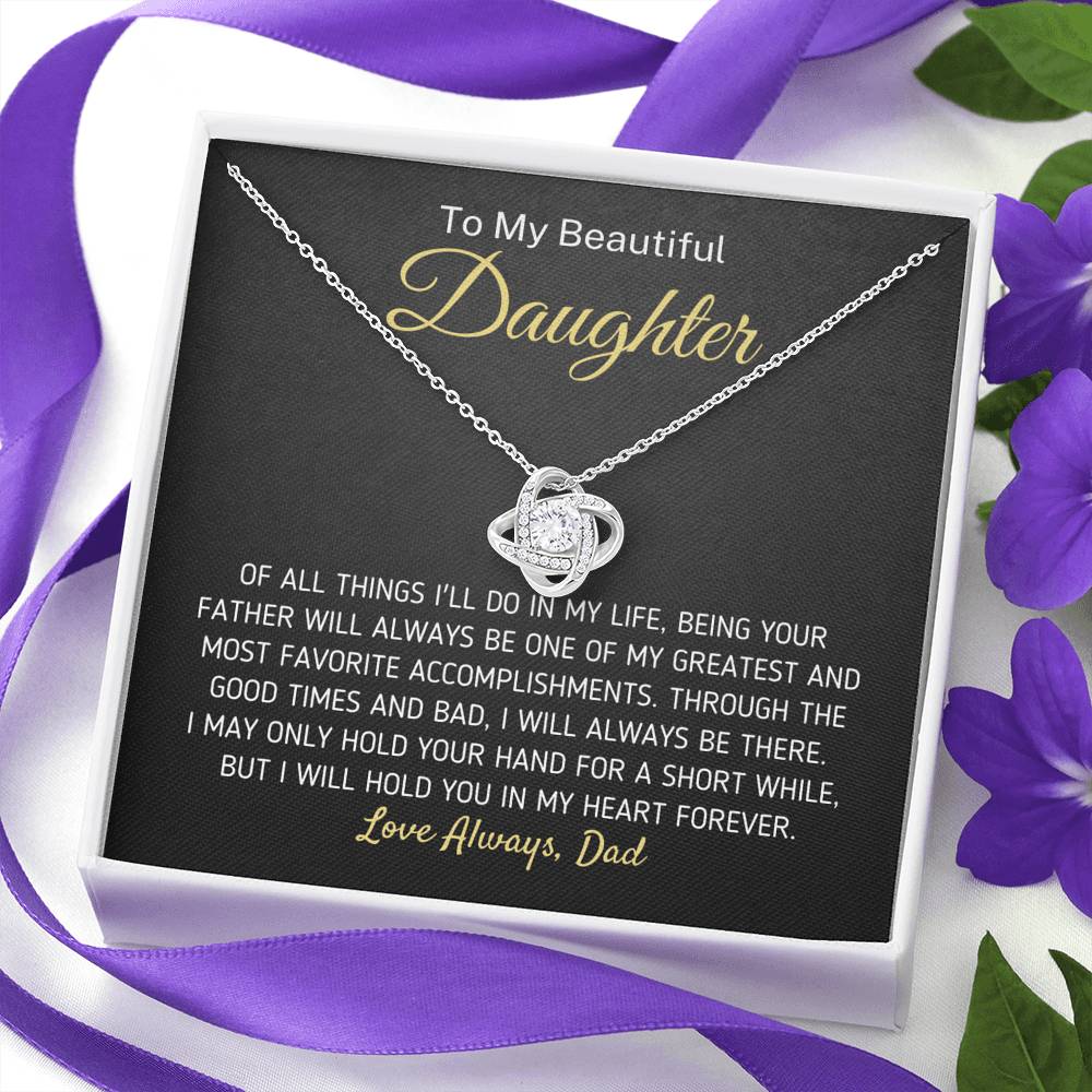 "To My Beautiful Daughter - I Will Hold You In My Heart Forever" Knot Necklace (0101) Jewelry 