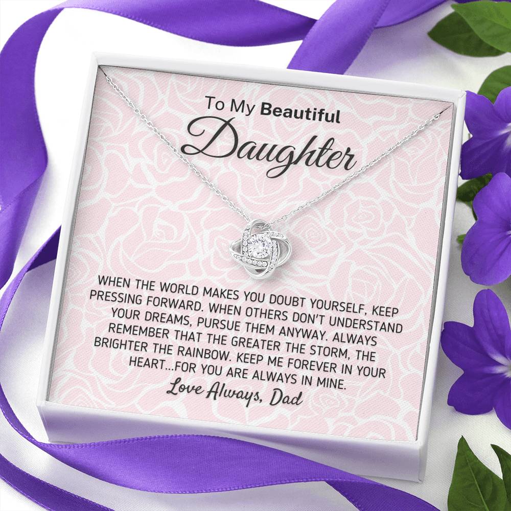 "To My Beautiful Daughter - The Greater The Storm" Love Dad Necklace (0117) Jewelry 