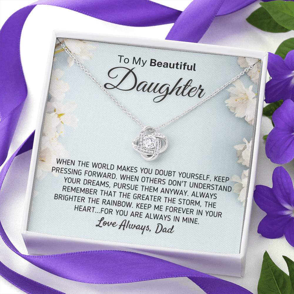 "To My Beautiful Daughter - The Greater The Storm" Love Dad Necklace (0112) Jewelry 