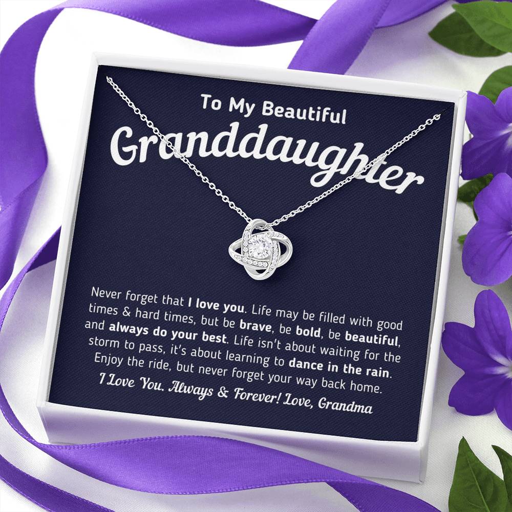 To My Beautiful Granddaughter - Never Forget That I Love You (Knot Necklace) Jewelry 