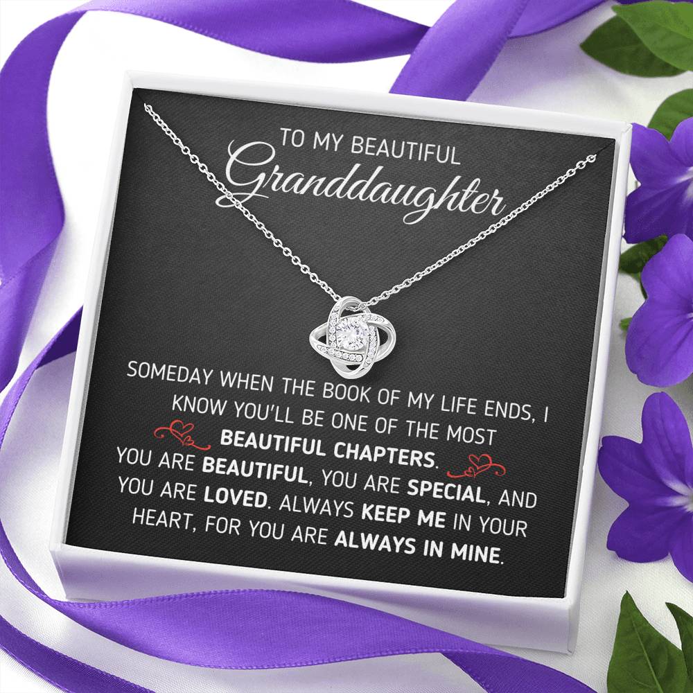 "To My Beautiful Granddaughter - Book Of My Life" Eternal Love Knot Necklace (0075) Jewelry 