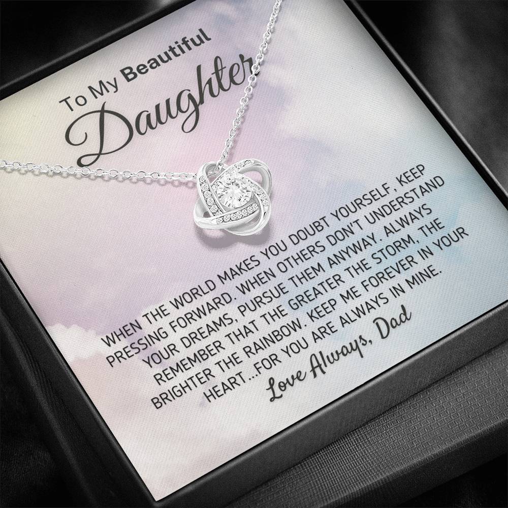 "To My Beautiful Daughter - The Greater The Storm" Love Dad Necklace (0110) Jewelry 