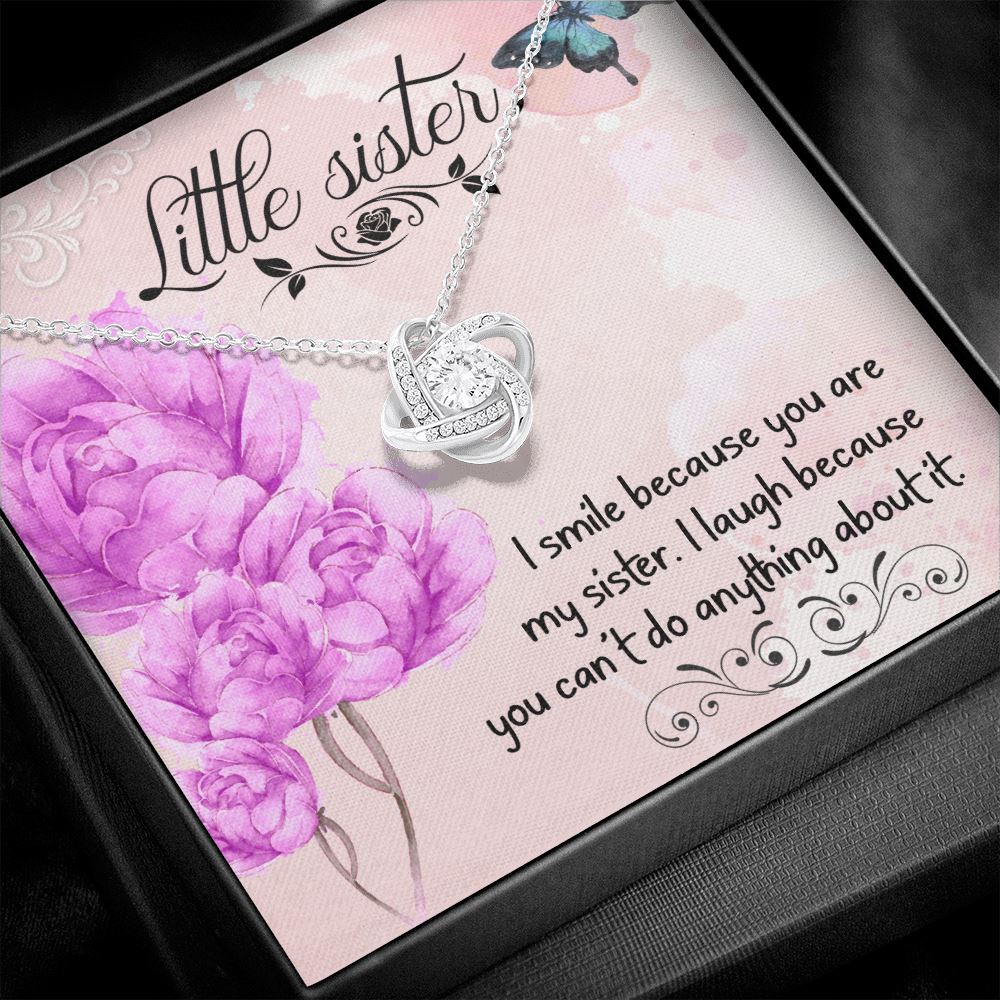 Funny Birthday Gift for Little Sister "I Smile Because You Are My Sister" Necklace Jewelry 