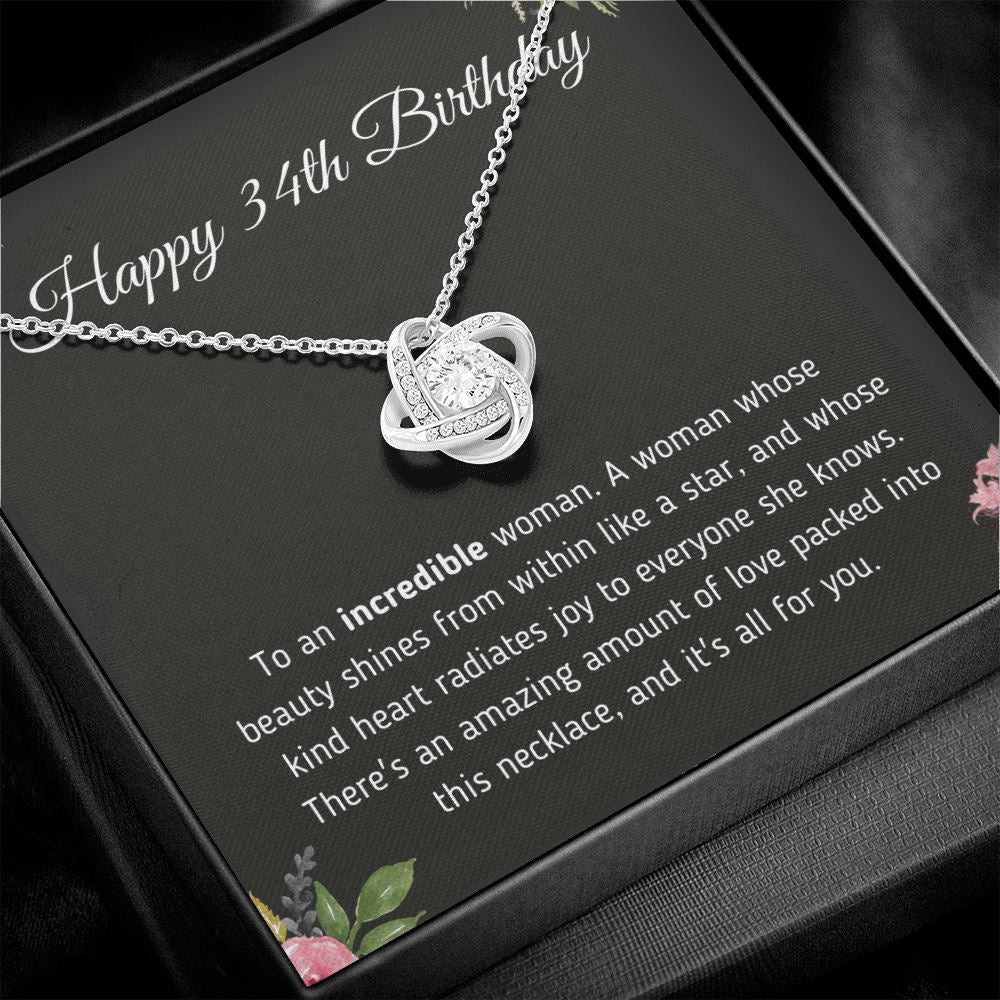 Happy 34th Birthday "To An Incredible Woman" Necklace Jewelry 