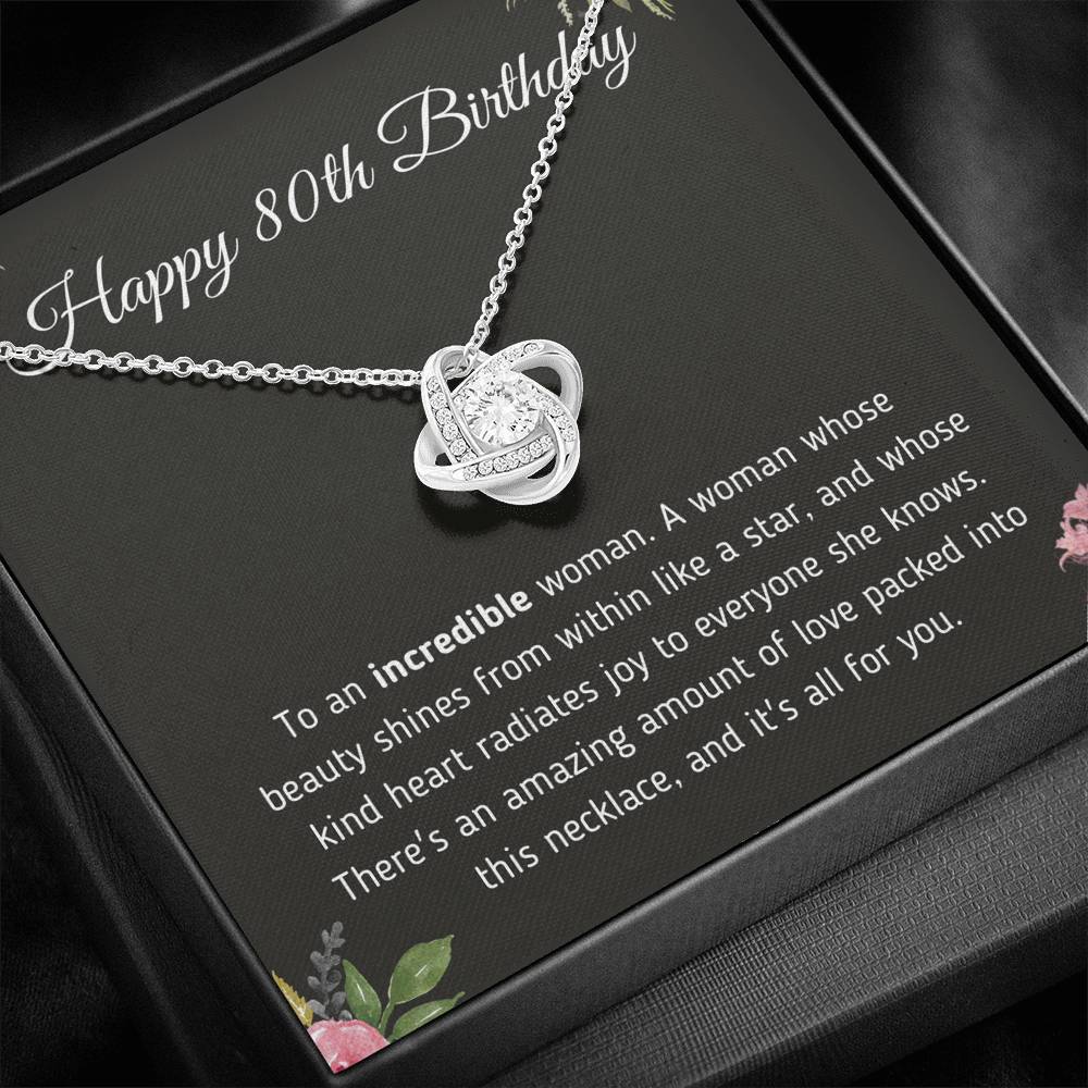 Happy 80th Birthday - Love Knot Necklace Jewelry 