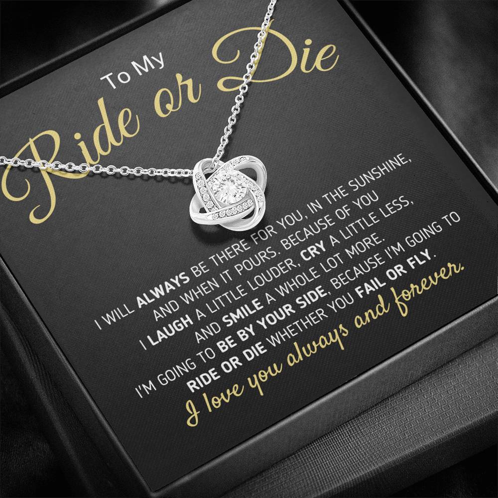 "To My Ride or Die - Fail or Fly" Knot Necklace Jewelry 