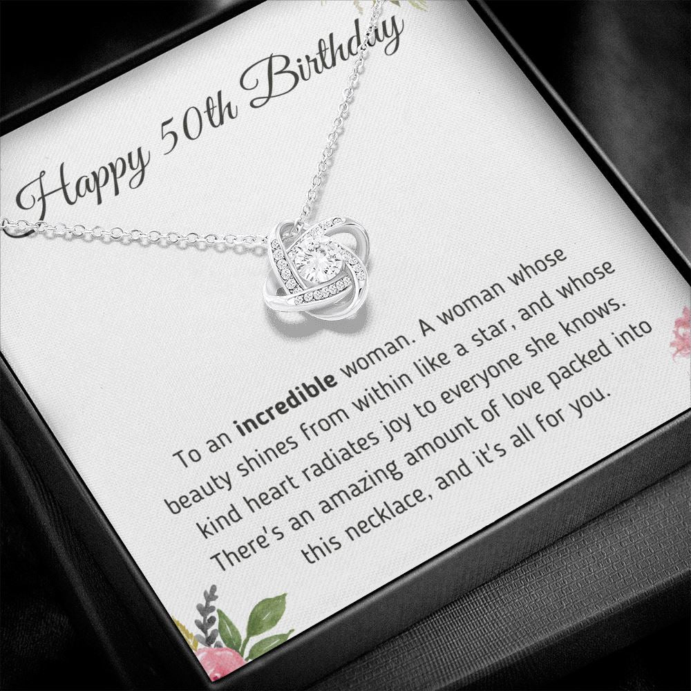 Happy 50th Birthday Gift - Necklace and Message Card Jewelry 