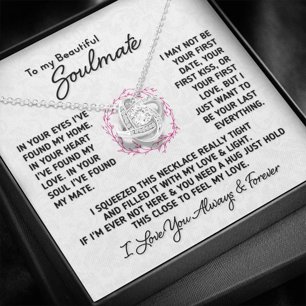 Gift for Soulmate "In Your Eyes I've Found My Home" Knot Necklace Jewelry 