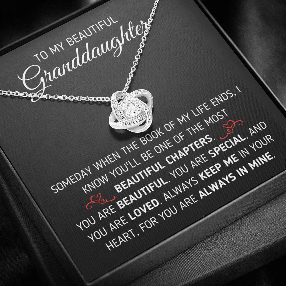"To My Beautiful Granddaughter - Book Of My Life" Eternal Love Knot Necklace (0075) Jewelry 