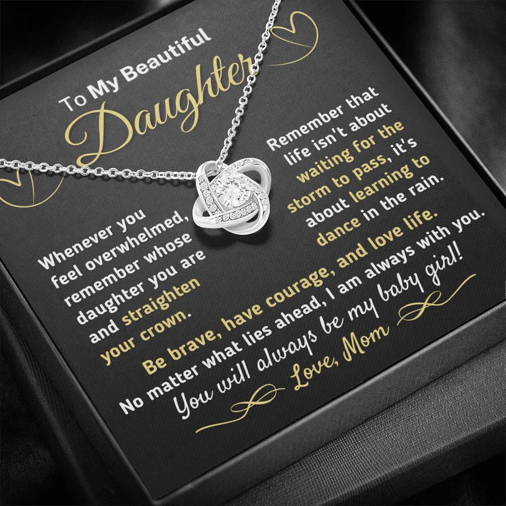 Gift for Daughter From Mom - "Straighten Your Crown" Knot Necklace Jewelry 