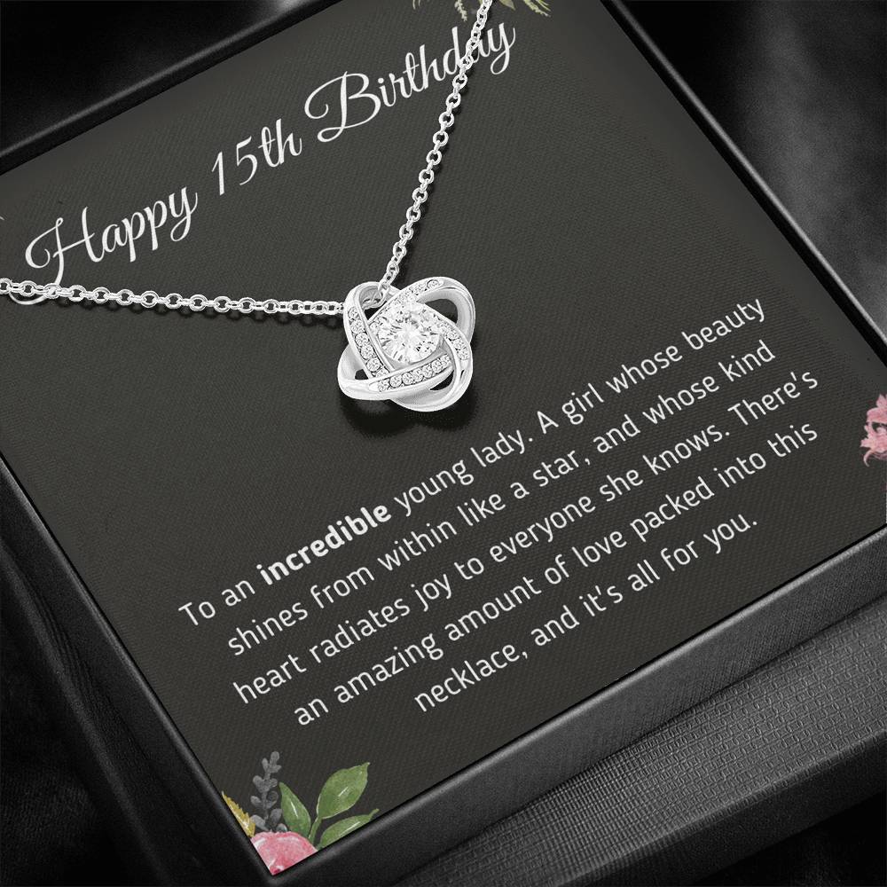 Happy 15th Birthday - Love Knot Necklace Jewelry 
