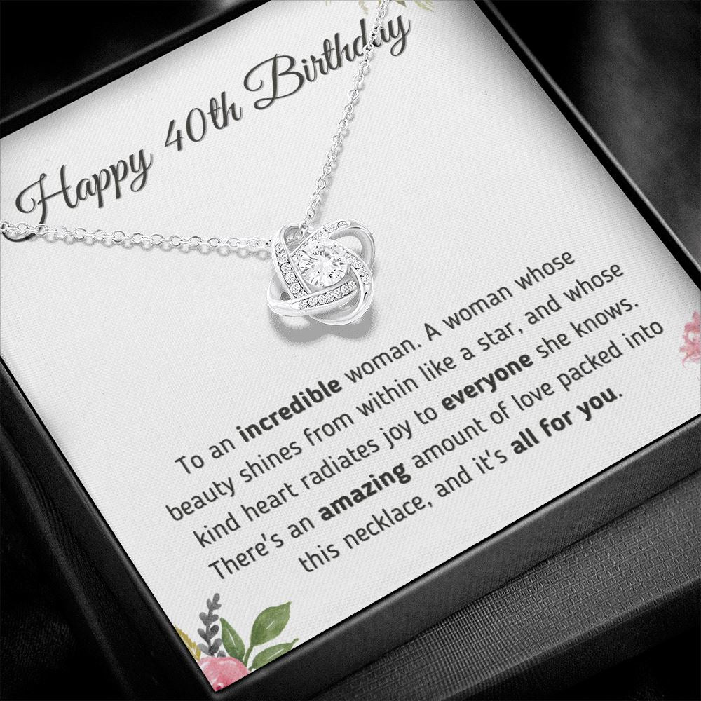 Happy 40th Birthday Gift - Necklace and Message Card Jewelry 