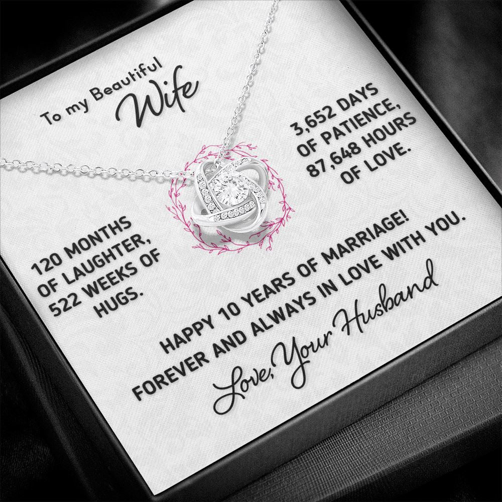 Gift for Wife - Happy 10 Year Anniversary Necklace Jewelry 