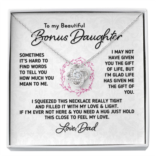 Gift for Bonus Daughter - "Gift Of You" Necklace From Dad Jewelry Two Toned Box 