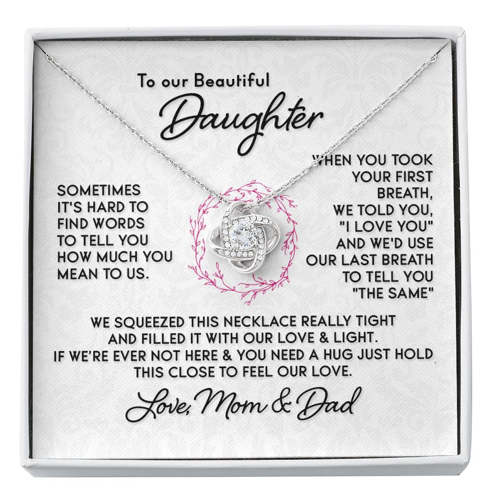 Gift for Daughter from Mom and Dad - "First Breath" Necklace Jewelry Two-Toned Gift Box 
