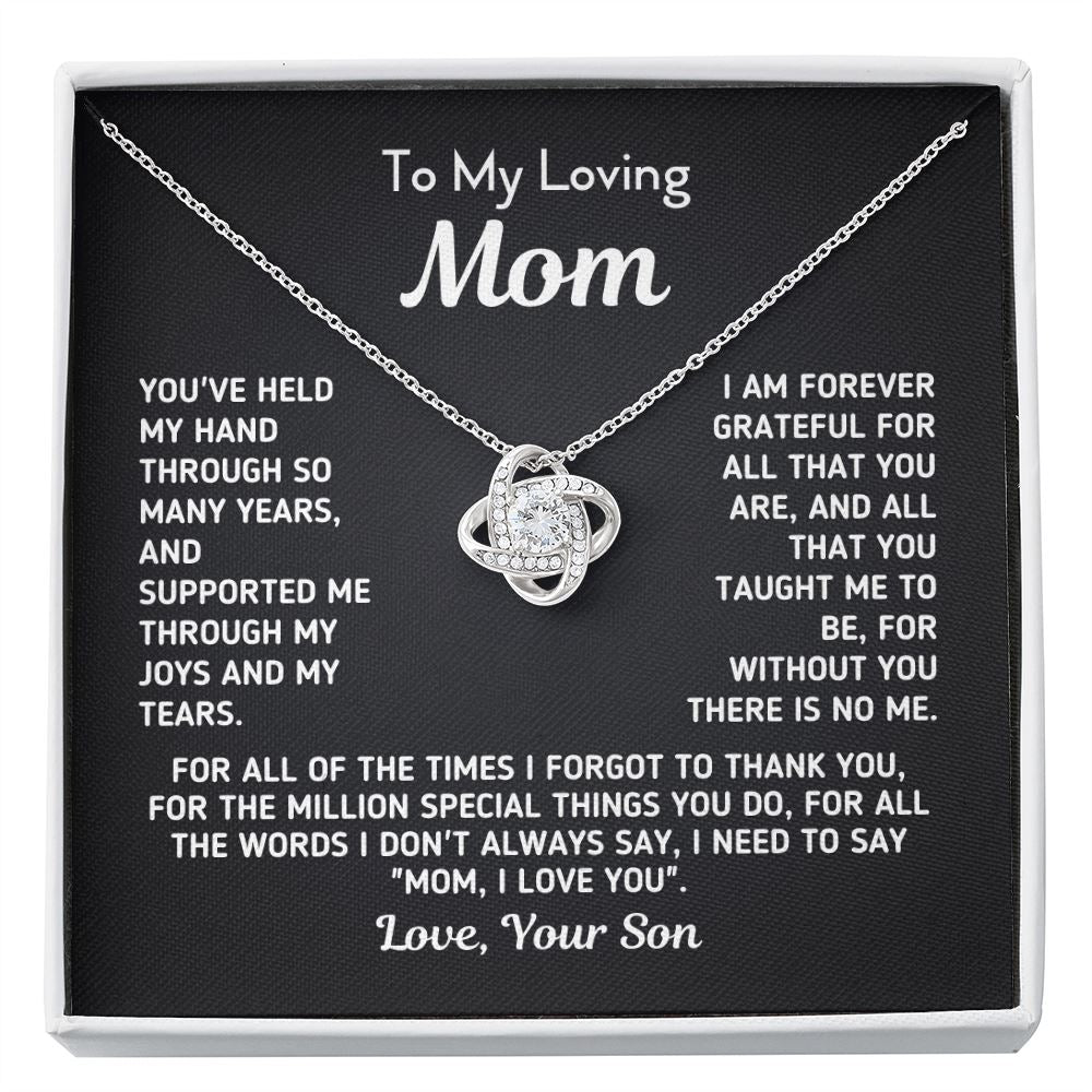 Gift for Mom From Son - "Without You There Is No Me" Necklace Jewelry Two-Toned Gift Box 