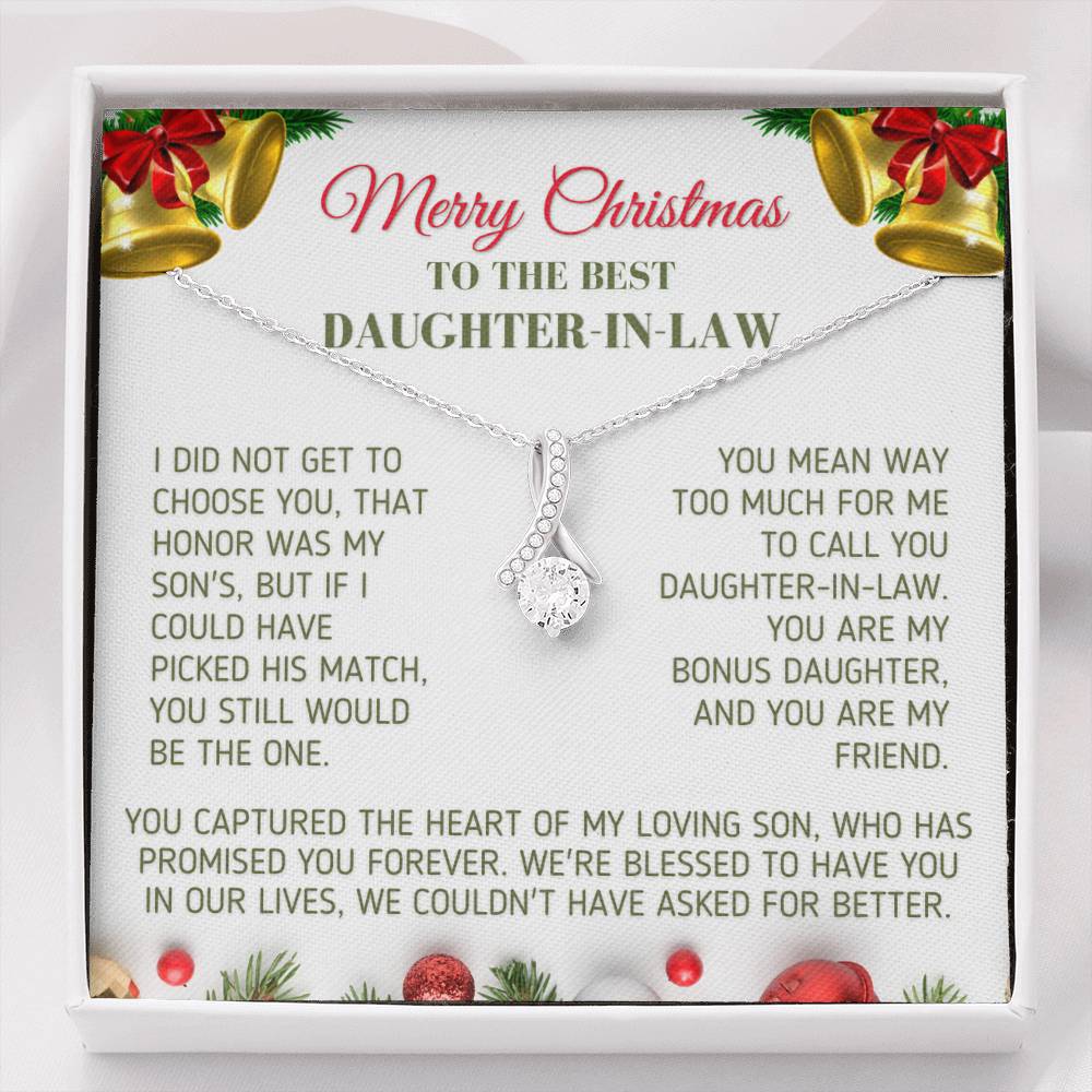 Christmas Gift for Daughter In Law Bonus Daughter Necklace Jewelry Two-Toned Gift Box 