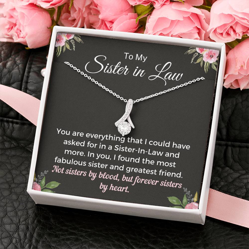 To My Sister in Law - Forever Sisters By Heart Necklace Jewelry 