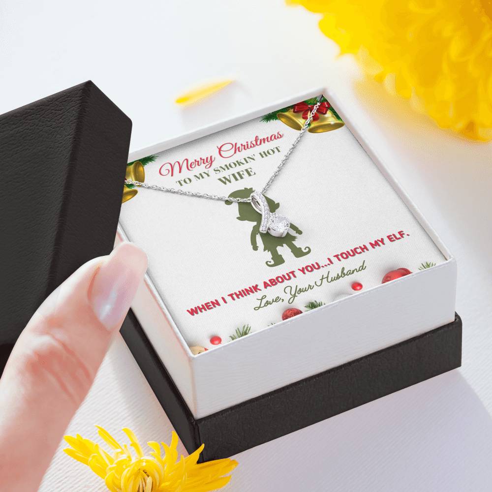 Funny Christmas Gift for Wife - I Touch My Elf Necklace Jewelry 