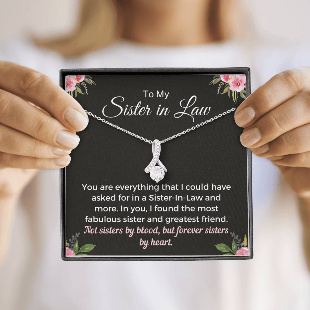 To My Sister in Law - Forever Sisters By Heart Necklace Jewelry 